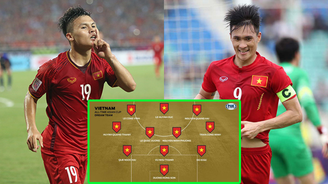 Đội hình 11 cầu thủ Việt Nam hay nhất lịch sử Asian Cup: Quang Hải sánh vai cùng 10 đàn anh