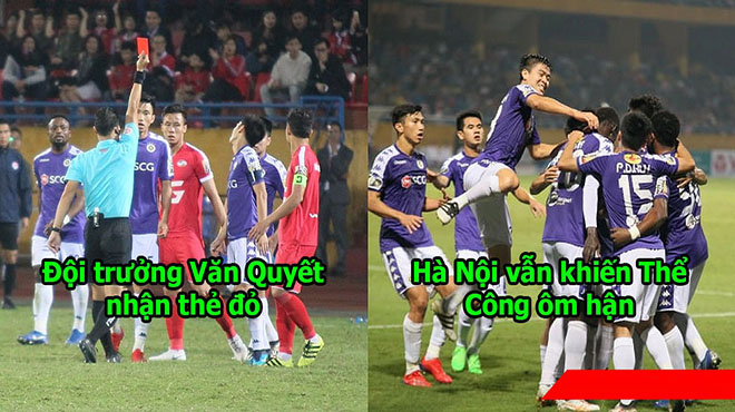Đá với 10 người, Hà Nội vẫn dễ dàng làm gỏi tân binh Thể Công trong trận derby Thủ đô