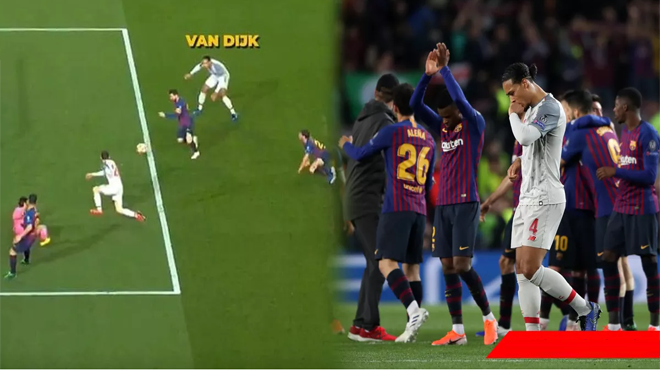 Hết bị Suarez ‘xỏ mũi’ lại đứng yên nhìn Messi ghi bàn, siêu hậu vệ Van Dijk của Liverpool đây sao?