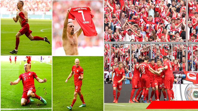 Bayern lên ngôi vô địch bằng chiến thắng hủy diệt, ‘Robbery’ có trận đấu chia tay đầy viên mãn