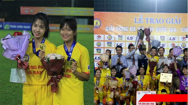 Cầu thủ xinh nhất Việt Nam cùng đồng đội làm nên lịch sử, lần đầu vô địch giải bóng đá Nữ cúp Quốc gia