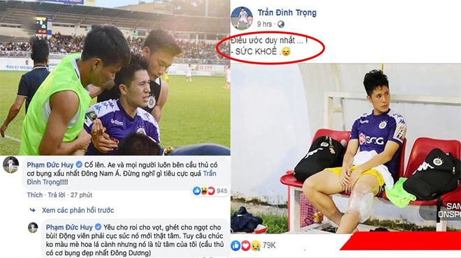 Hàng loạt cầu thủ Việt Nam ùa vào facebook an ủi Đình Trọng, riêng 1 người bị trách vì quá vô tâm với bạn thân