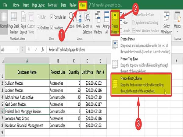 cách cố định dòng cột trong Excel cơ bản