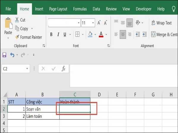 Cách tạo dấu tích trong Excel 2010 bằng tổ hợp phím Alt