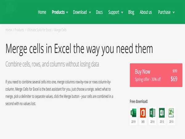 tải công cụ Merge Cells for Excel