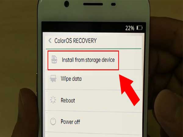chọn "Install from storage device.